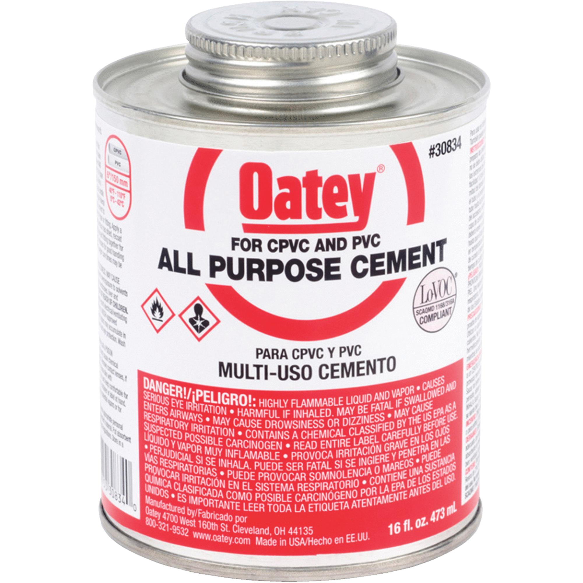 OATEY 30834 Cement,All Purpose,Clear,16 oz.,Low VOC