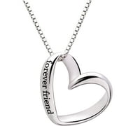 ALOV Jewelry Sterling Silver forever friend Love Heart Pendant Necklace