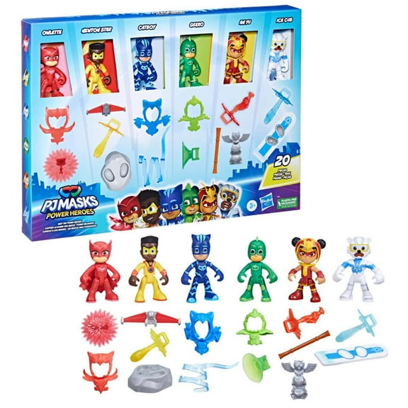 PJ Masks Power Heroes Meet The Power Heroes Figure Set with 6 Figures and 14 Accessories, Preschool Toys for Kids 3 Years and Up