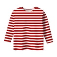 thumbnail image 4 of ZHOGXU Kids Girls T Shirts 3/4 Sleeve Round Neck Carnival Striped Print Loose Fit Comfortable Tee Top For Casual Daily Wear And Party,Red,8-9 Years, 4 of 5