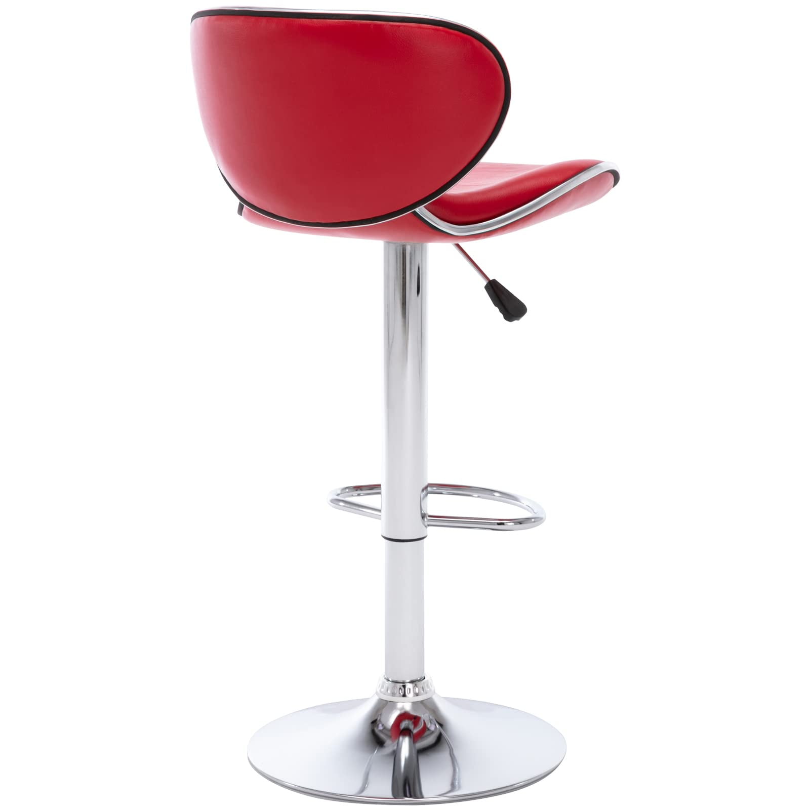 Bar Stools Set of 4, PU Leather Adjustable Swivel Bar Chairs for Kitchen Counter Island, Modern Armless Shell-Shaped Counter Height Stools for Dining Room Café Pub (Red)