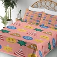 thumbnail image 3 of Ambesonne Christmas Emoji Fitted & Top Sheet Set with Shams, Modern Poop Snow, Pale Pink Mustard Green, 3 of 5