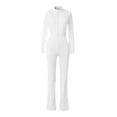 thumbnail image 7 of Hurxie Womens Solid Color Long Sleeve Yoga Bodysuit Elastic Workout Onesie White ,S, 7 of 7