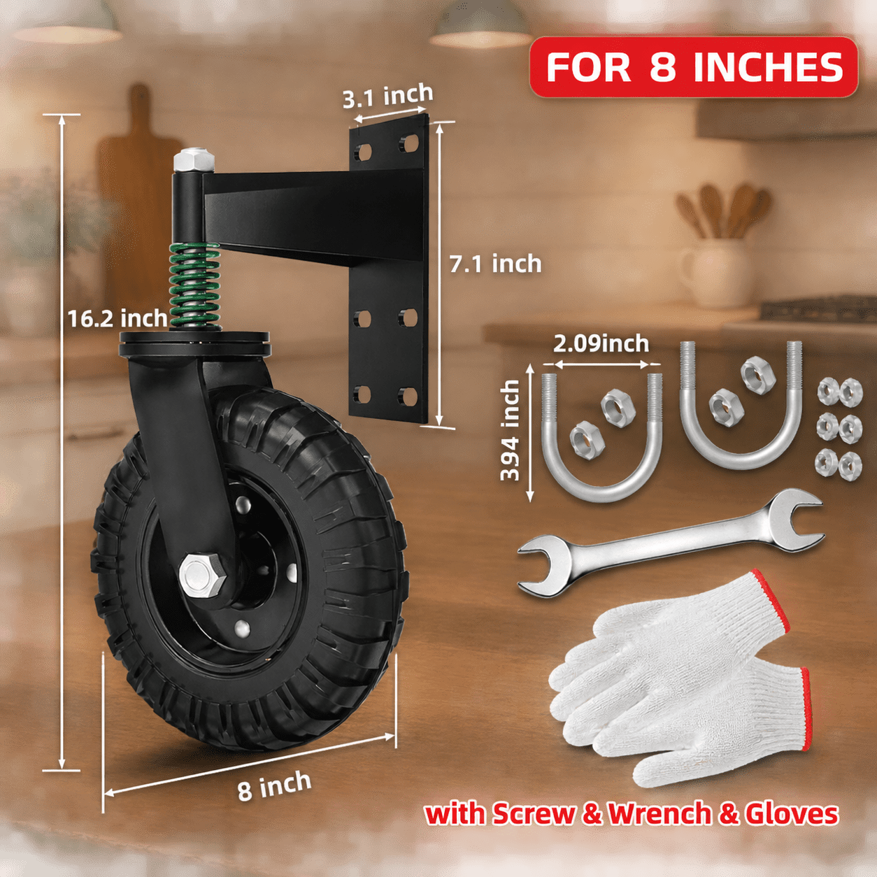 1pack Fence Gate Wheel 8inch With For Metal Tube 360 Degree Rotation ...