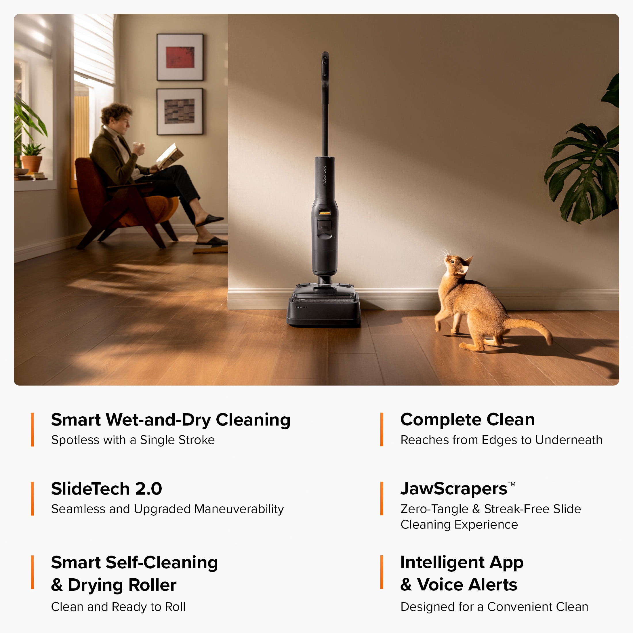 Roborock F25 ACE Wet Dry Vacuum Cleaner, 20, 000 Pa suction power, Zero Tangle, 194°F Hot Air Drying, 180° Lie Flat, Black