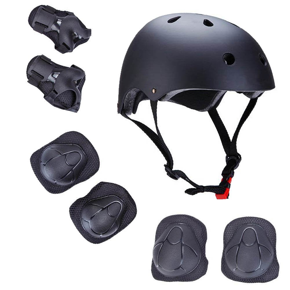 UK Kids 7in1 Helmet and Pads Set Adjustable Kids Knee Pads Elbow Pads Wrist I3Y6 