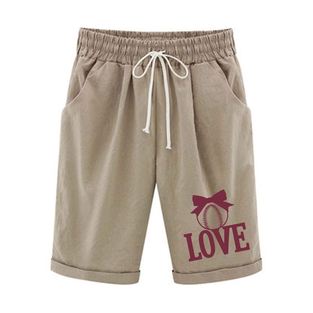 Pantalones Cortos de Verano para las Mujeres de Cintura Alta Estampado Elástico Cordón de Cintura, Casual Bolsillos Pantalones de Pijama