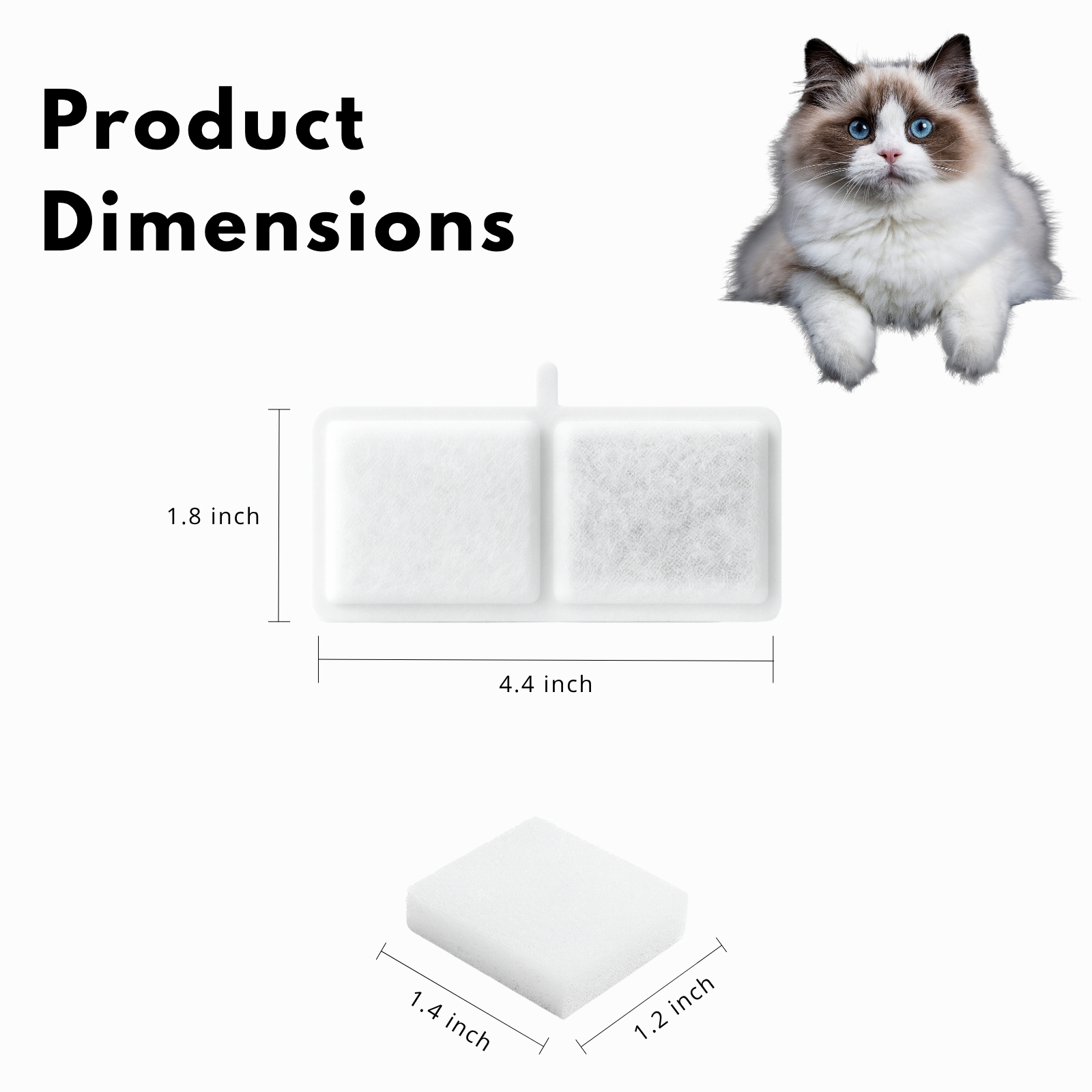 Nispira Cat Water Fountain Filters Compatible with Kastty Battery Operated 108oz/3.2L Pet Fountain, Activated Carbon Replacement Filters, 16 Pack