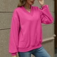 thumbnail image 6 of Xcmzpl Womens Sweatshirts Basic Solid Color V Neck Sweatshirt Trendy Sweater Tops Comfort Long Sleeve T-shirts Winter Fashion, 6 of 8