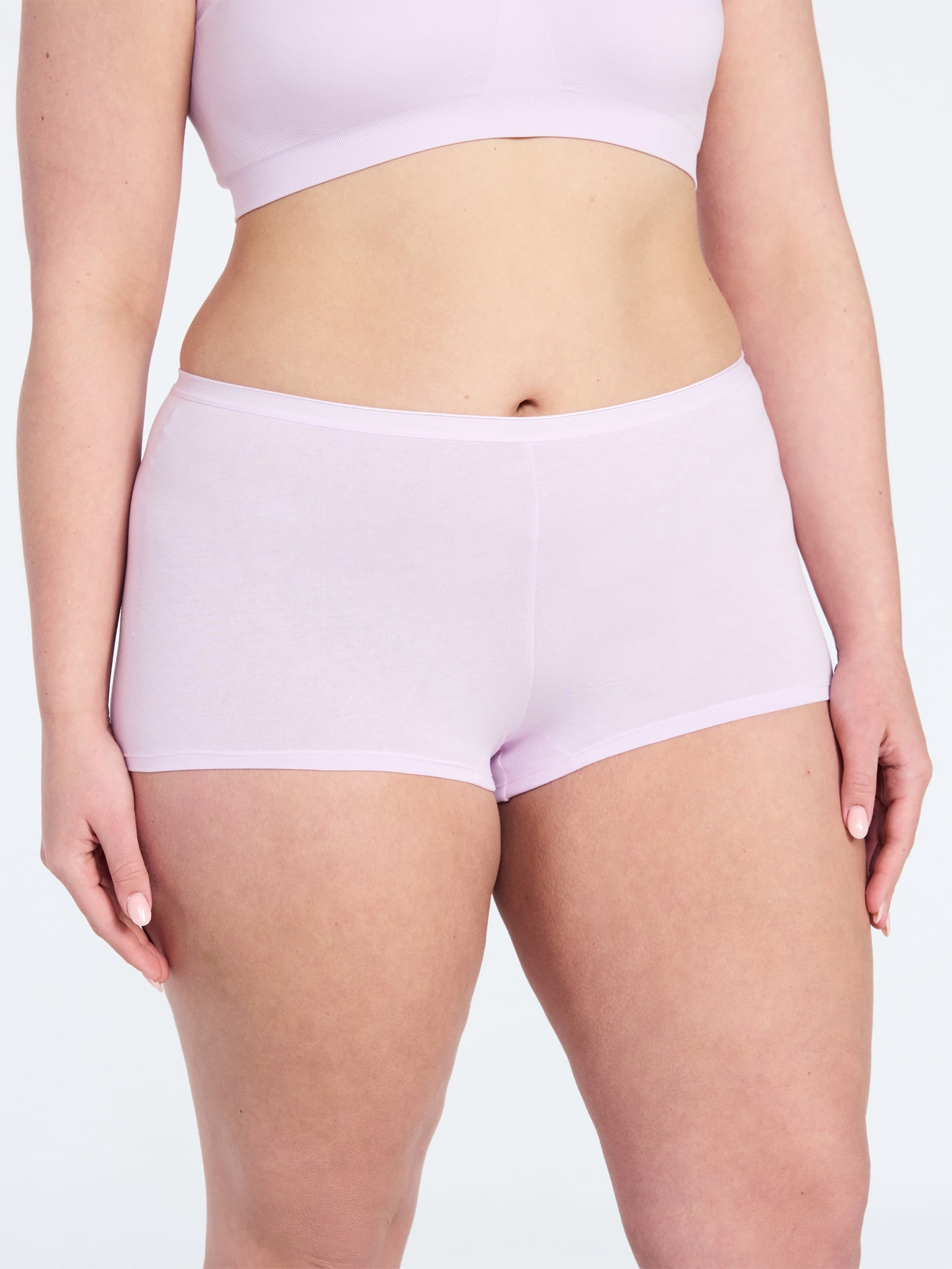 Joyspun Women's Cotton-Blend Boyshort Panties, 6-Pack, Sizes S-XXXL