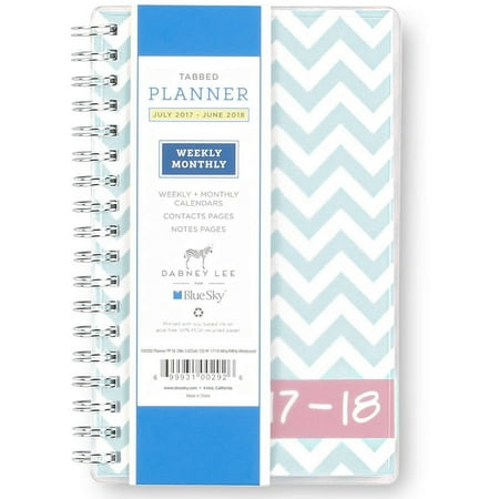 Dabney Lee for Blue Sky "Ollie Aqua" 3.625 x 6.125 Weekly/Monthly Planner, Jul 2017 - Jun 2018