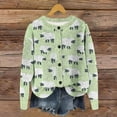 thumbnail image 3 of JTZGDY Fall Sweaters for Women Lightweight Casual Tie Dye/Striped/Floral Printed Ribbed Knit Button Down Long Sleeve Cardigan Outwear Jackets Loose Fit Dressy Knitwear Work Shirts Green#02 XL, 3 of 5