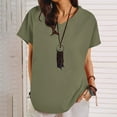 thumbnail image 2 of Tees for Women Oversized Cotton Linen Short Sleeve V Neck Basic Shirts Summer Casual Solid Color Tops, 2 of 7