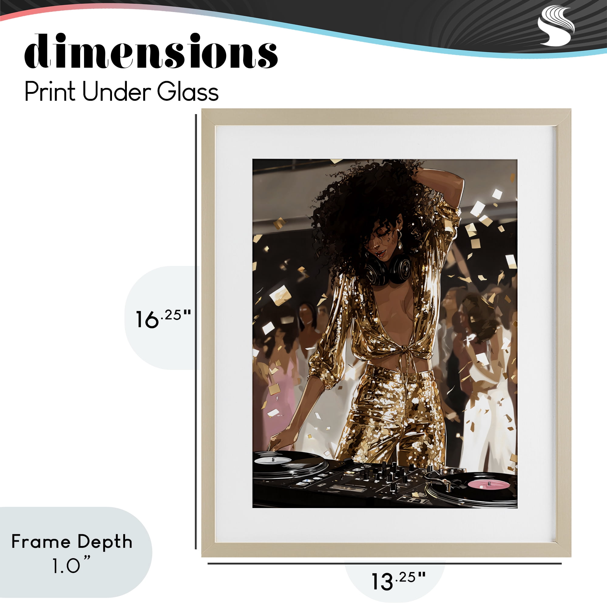 Stupell Industries Shimmering DJ in Sequins Birch Framed Print Under Glass, design by Franklyn Gregory