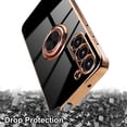 thumbnail image 6 of for Samsung Galaxy S23 Case with 1 Screen Protector, Built-in 360° Rotation Ring Holder Magnetic Stand, Luxury Shiny Plating Edge Shockproof Electroplated Protective Phone Cover (Black/Golden), 6 of 14