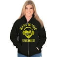 thumbnail image 3 of Make Music Not Enemies Cute Adorable Zip Hoodie Sweatshirt Women Brisco Brands L, 3 of 6