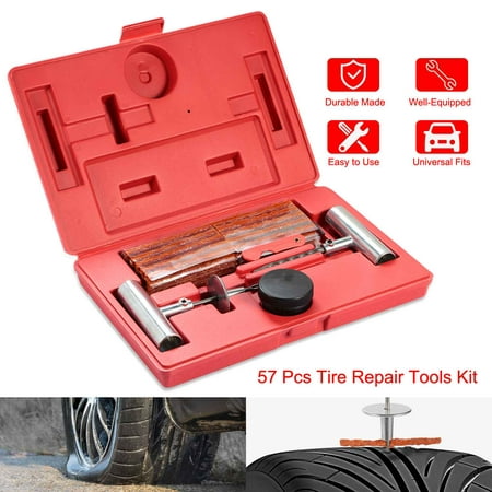 57 Pcs Universal Tire Repair Tools Kit Flat Tire Puncture Repair Tools for Cars (Best Puncture Repair Kit)