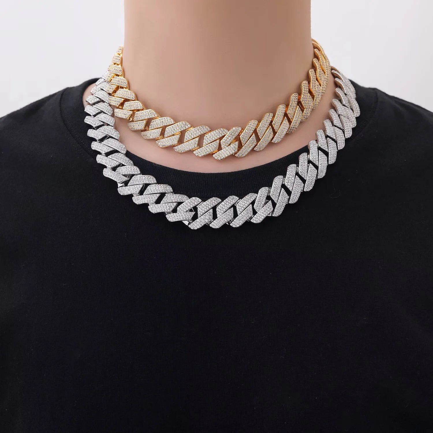 AIXZETHY 20MM Cuban Link Chain for Men Iced Out Miami Cuban Necklace Real Gold Plated 5A+ Zicron Iced Out Chain Gold/Silver Bling Diamond Luxury Hip Hop Jewelry Gifts for Women Men