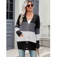 thumbnail image 4 of Zeagoo Women' Cardigans Long Sleeveless Sweater Button Down Open Front Colorblock Clothes, 4 of 5