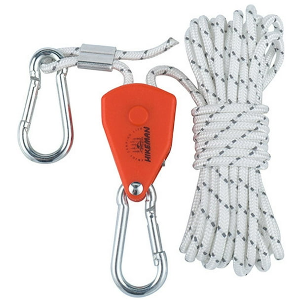 Suspensión de cuerda de trinquete de polea ajustable, regulador de polea de lámpara de crecimiento Hebilla fija Cuerda de antideslizante , 4mm 4m 4mm 4m Blanco Sunnimix Cuerda de viento de tienda