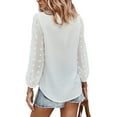 thumbnail image 4 of SAYOO - Camiseta de cuello en V de color sólido para mujer, blusa holgada de manga larga con decoración de flores, suéter holgado SAYOO  Moda, 4 of 8
