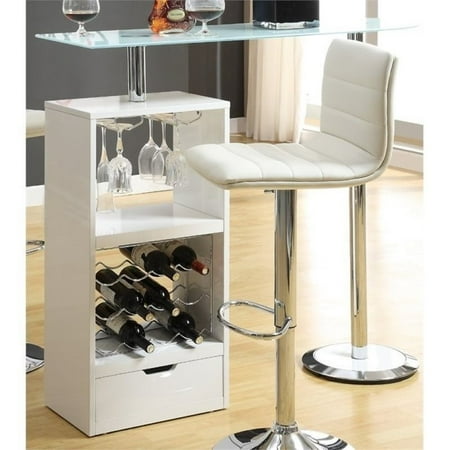- Bowery Hill Contemporary Glass Top Pub Table in White