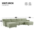 thumbnail image 3 of Harper & Bright Designs Modular Sectional Sofa Set with 2 Ottoman, 4-Seat U-Shaped Couch with Wide Seat, Chenille Upholstered Sectional Sofe with USB and Charger & Petal Armrest, Green, 3 of 11