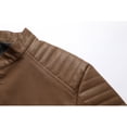 thumbnail image 4 of Men's Solid Color Stand Collar Leather Jacket, Single Piece, Stylish and Durable, Perfect for Casual Wear, All Seasons, 4 of 9