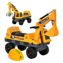 Ride-On Excavator Toy for Toddlers - 2-3 Years - Digger & Bulldozer - Lights, Music, Storage - Yellow
