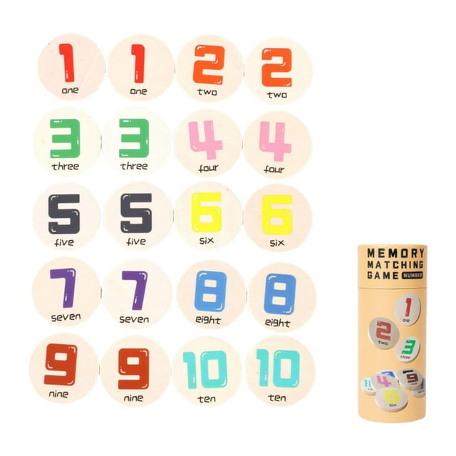 MERIGLARE Kids Memory Game, Matching Toys, Development Early Learning, with 20 Wood Cards, Educational Toys for Birthday,Travel Age 3-6 Number Pattern