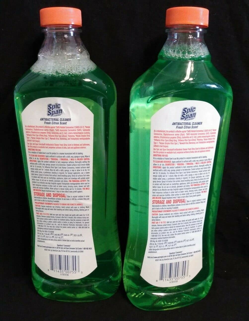 Spic And Span Everyday Multipurpose Liquid Cleaner, Dilutable Antibacterial Multi-Surface  Floor Cleaner, Fresh Citrus Scent, 20 FL OZ, 2-pk