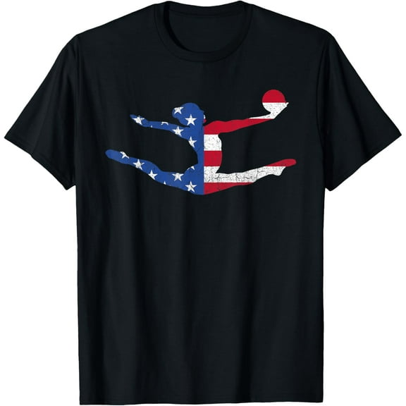 Patriotic Sports Gift American USA Flag Girls Gymnastics T-Shirt mens t shirt，black，women，funny，misfits，men，journey
