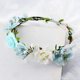 thumbnail image 2 of Corona de flores ajustable hecha a mano, diadema floral con halo, tocado para bodas, festivales y fiestas (C1-azul claro y blanco), 2 of 5