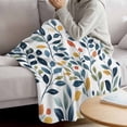 thumbnail image 3 of Colorful Botanical Blanket Soft Cozy Warm Twin Blanket for Bed, Plush Fuzzy Flannel Fleece Blankets for Sofa, Country Summer Leaves Watercolor Throw Blankets for Couch, Gifts for Men, 60"x80", 3 of 9