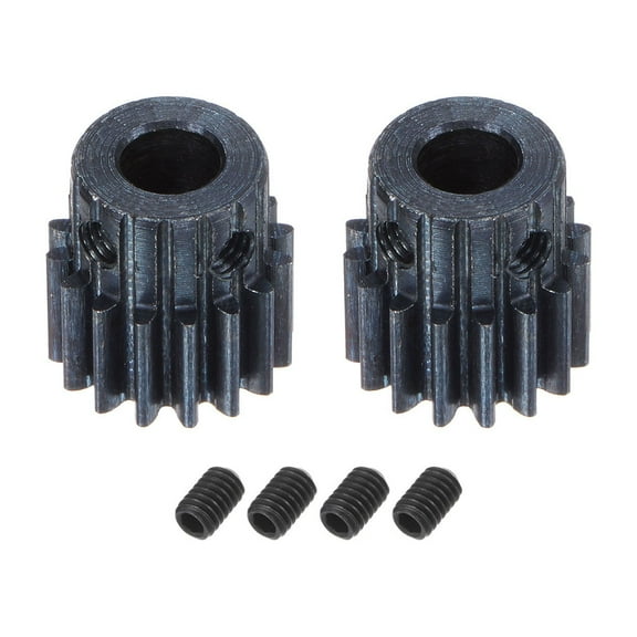 1Mod 16T Pinion Gear 7mm Bore Hardened Steel Motor Rack Spur Gear with Step for RC Car Truck Gear Drive, 2 Set