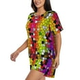 thumbnail image 2 of Picia Colorful Tie Dye Stained Glass 1 Pajamas Sets for Women Soft Short-Sleeved Pjs with Lounge Shorts Two Piece Sleepwear-Medium, 2 of 9