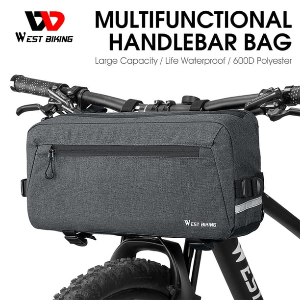 Bolsa para manillar de bicicleta Bolsa multifuncional para manillar de bicicleta WEST BIKING cesta para manillar de bicicleta de gran capacidad de 6 2 l accesorios reflectantes para ciclismo FLhrweasw Nuevo
