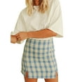 thumbnail image 6 of Inevnen Women Plaid Skirt High Waist Split Mini Bodycon Skirt A-line Mini Skirts, 6 of 6