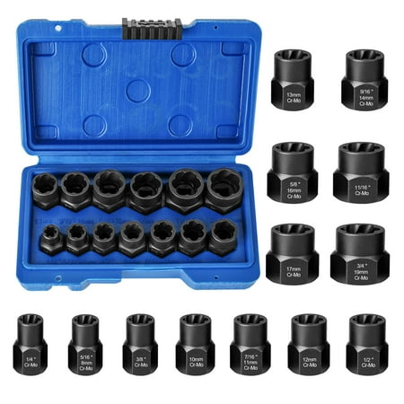 

Tonsiki 13PCS Impact Bolt & Nut Remover Set Bolt Nut Extractor Socket Tool for 3/8 Drive