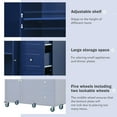 thumbnail image 6 of DEALTOPS Rolling Kitchen Islands with Storage Cabinets, Solid Wood Blue, 52.76 in, 6 of 14