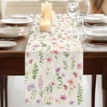 thumbnail image 3 of Pink Spring Floral 108 Inch Table Runner, Flowers Elegant Pastoral Botanical Farmhouse Dresser Scarf Cotton & Linen Tablerunner for Dining/Kitchen Island/Holiday Party Décor 13" x 108", 3 of 9