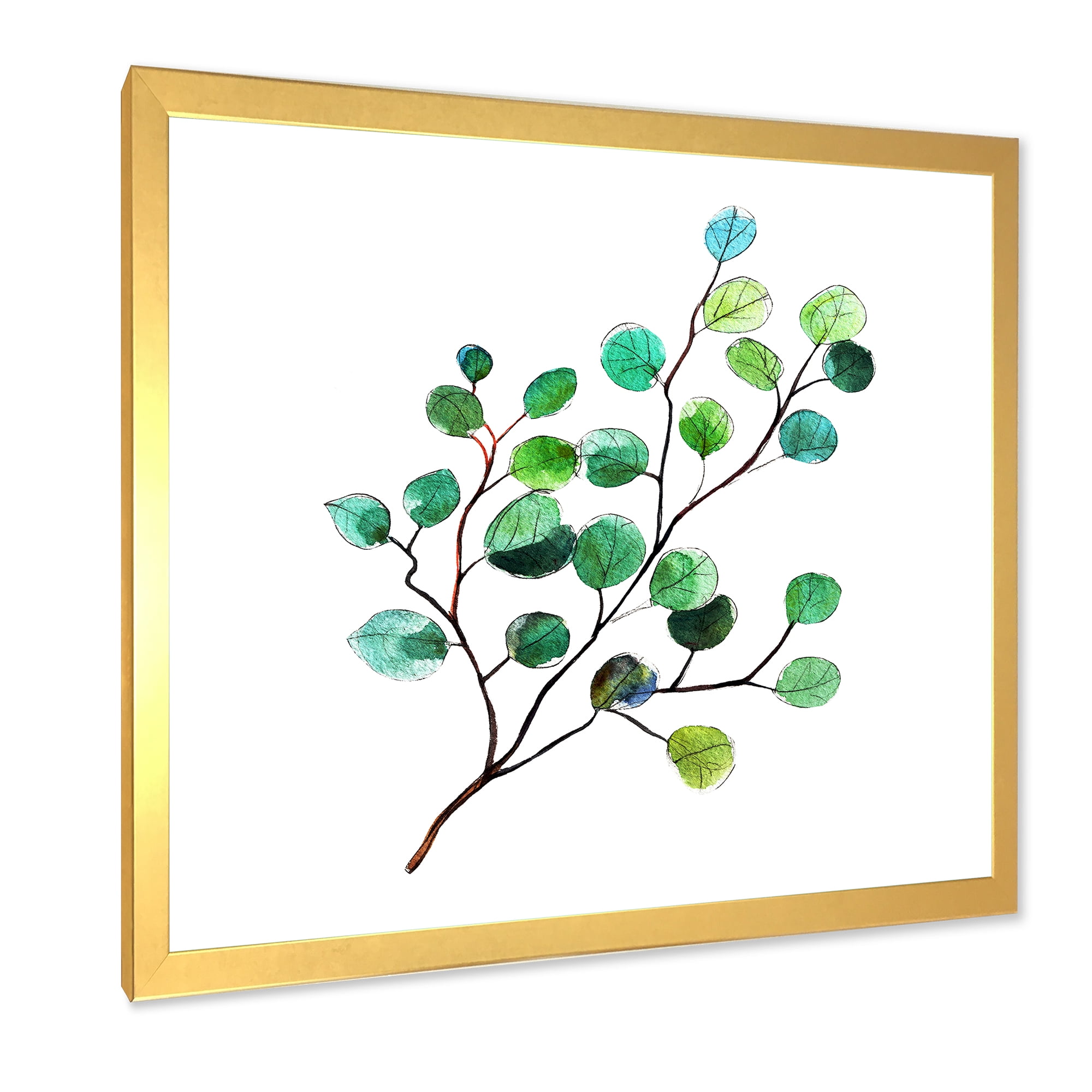 Designart 'Young Eucalyptus Branches and Leaves IV' Traditional Framed Art Print