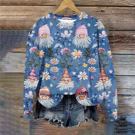 WXLWZYWL Womens Christmas Sweatshirts Cute Xmas Ugly 3D Graphic Print Sweaters Oversized Long Sleeve Round Neck Pullover Tops