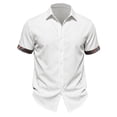 thumbnail image 4 of COSFO Short Sleeve Casual Button Down Shirts for Men White Beach Shirt Summer Relaxed Fit Collared Mens Shirts M, 4 of 9