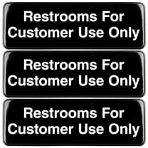 Excello Global Products Restrooms for Customer Use Sign: Easy to Mount Informative Plastic Sign with Symbols 9"x3", Pack of 3 (Black) - EGP-HD-0253