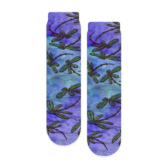 CafePress - Dragonfly Flit Purple Haze - Unisex Novelty Printed Crew Adult Socks