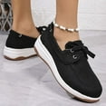 thumbnail image 4 of Mepaouo Women's Canvas Slip on Shoes Comfortable Lace up Fashion Sneakers Running Tennis Flats Black 6, 4 of 7