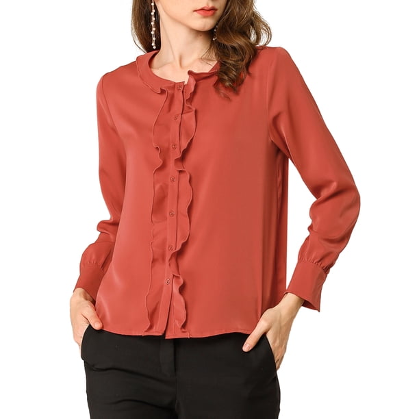ruffle neck button down