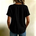 thumbnail image 6 of IUYRTFE Women's V-Neck Short Sleeve Cotton Linen Blouse Relaxed Fit Casual Summer Top with Button Detail, 6 of 8