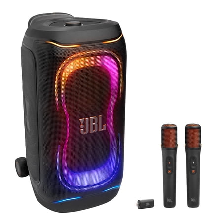 JBL PartyBox 330 Portable Party Speaker Bundle with EasySing Wireless Microphones (Black)